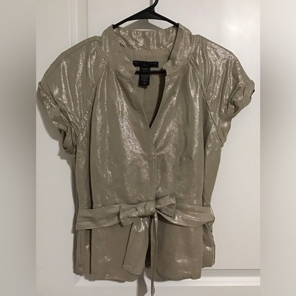 Apostrophe Shimmering Gold Short Sleeve Jacket Size 10P